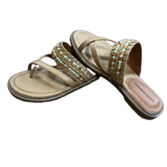 Lucky Brand Women’s Kaykey Beaded Crisscross Slide On Sandals Size 9 NWOT - Picture 3 of 7